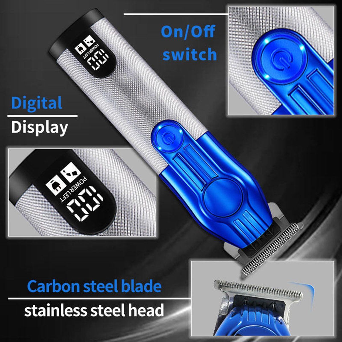 Cordless Hair Trimmer for Men, Professional Electric Beard Trimmer with Gold Plated Blade, Rechargeable Hair Clipper with 5 Guide Combs and USB Cable