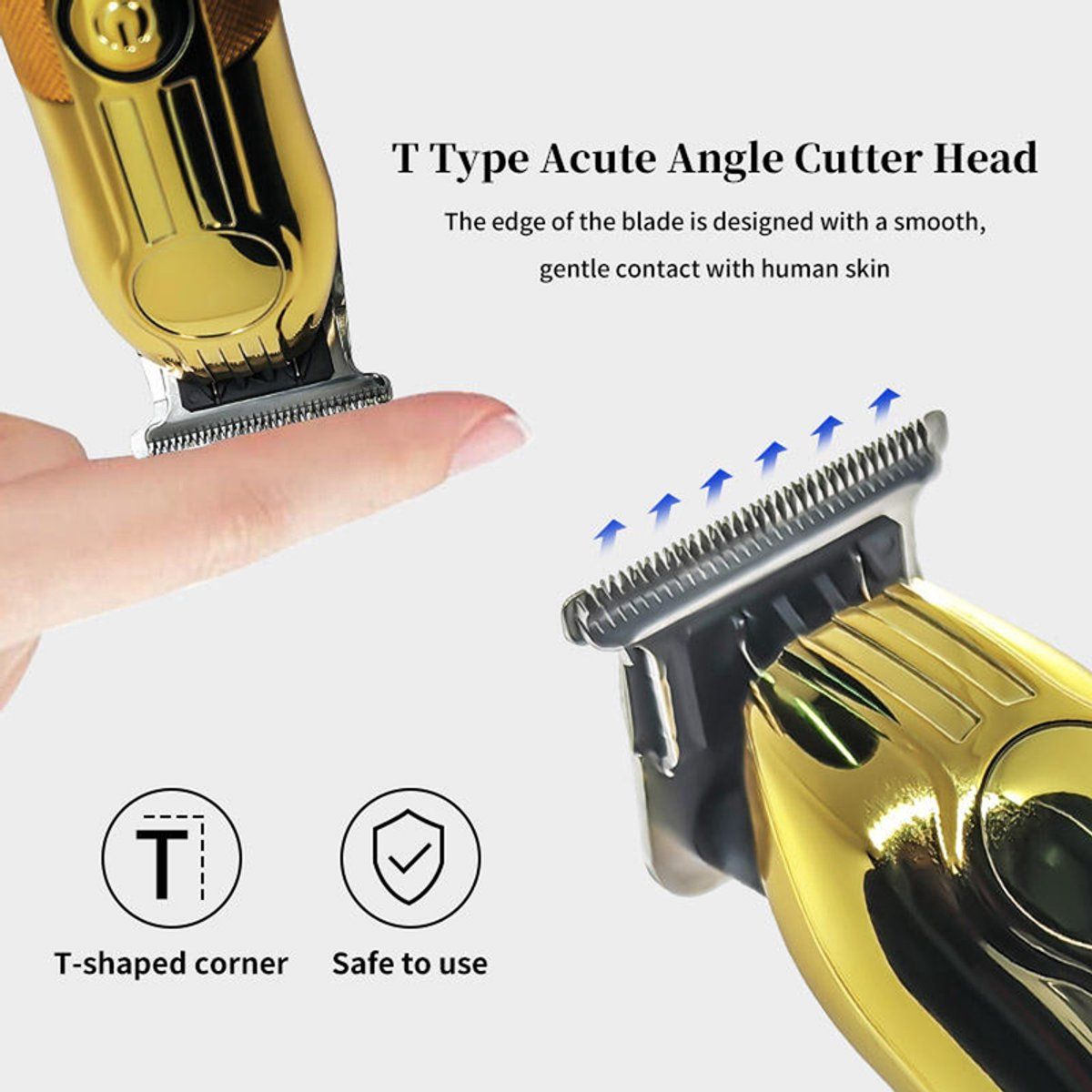 Cordless Hair Trimmer for Men, Professional Electric Beard Trimmer with Gold Plated Blade, Rechargeable Hair Clipper with 5 Guide Combs and USB Cable