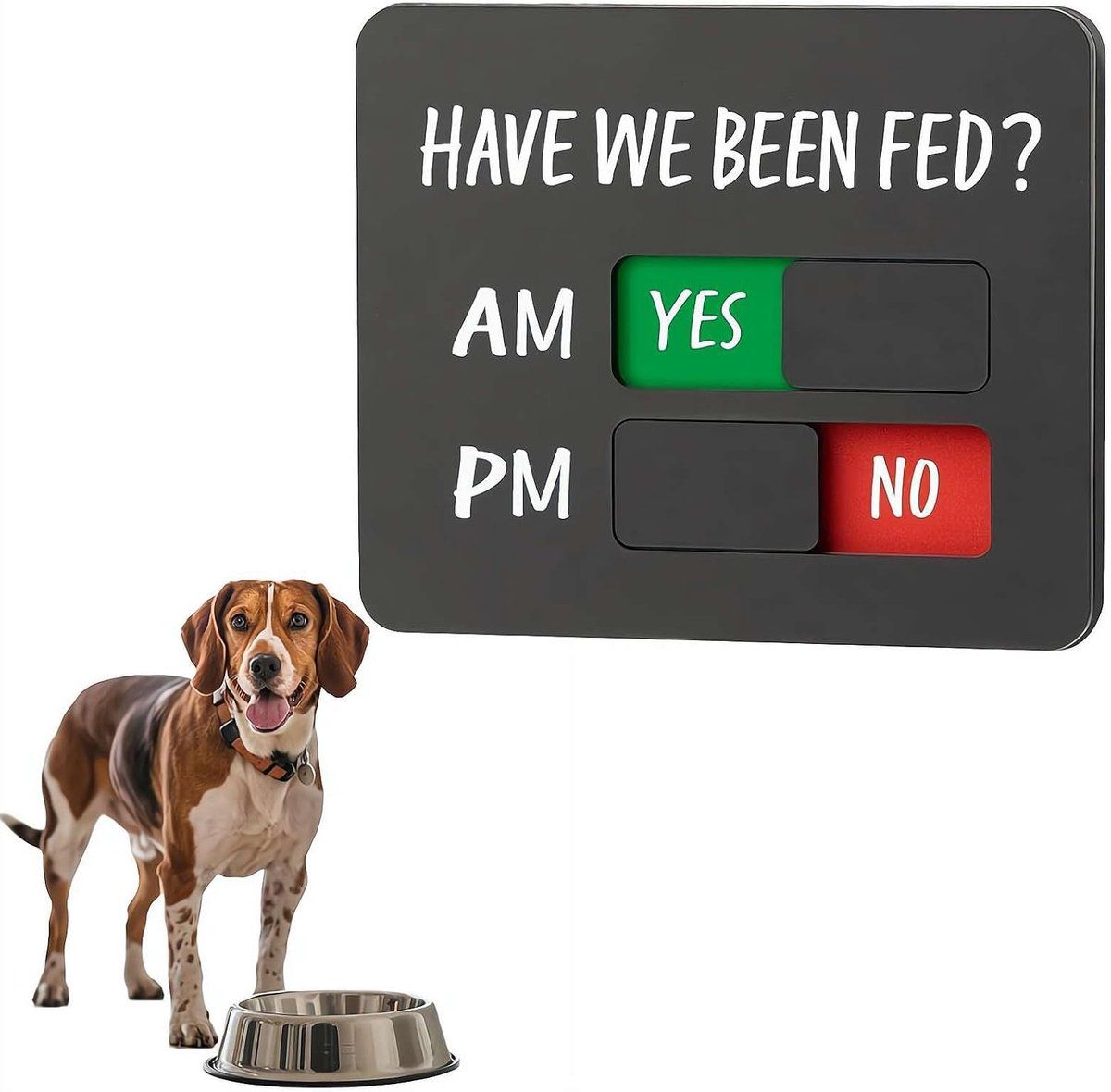 Magnetic Dog Feeding Chart, Have You Fed Yet Reminder Board, AM PM Meal Tracker to Prevent Overfeeding, Pet Feeding Status Indicator for Dog Owners, Household Organization, Black