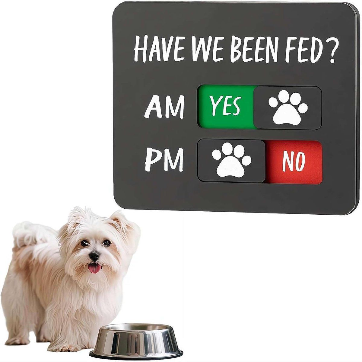 Magnetic Dog Feeding Chart, Have You Fed Yet Reminder Board, AM PM Meal Tracker to Prevent Overfeeding, Pet Feeding Status Indicator for Dog Owners, Household Organization, Black