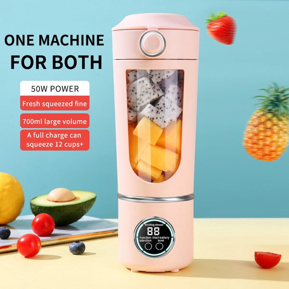 Portable Blender 700ml USB Rechargeable Mini Fruit Mixer for Smoothies and Protein Shakes, Beige