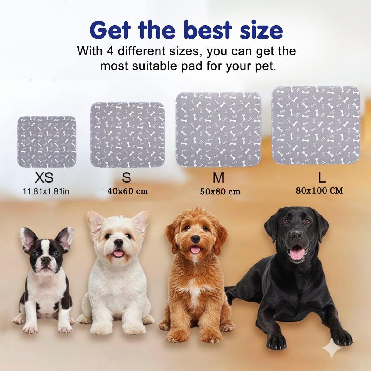 Washable Puppy Training Mat, Reusable Potty Mat for Dogs and Cats, Indoor Potty Training Mat, White, 40x60 cm