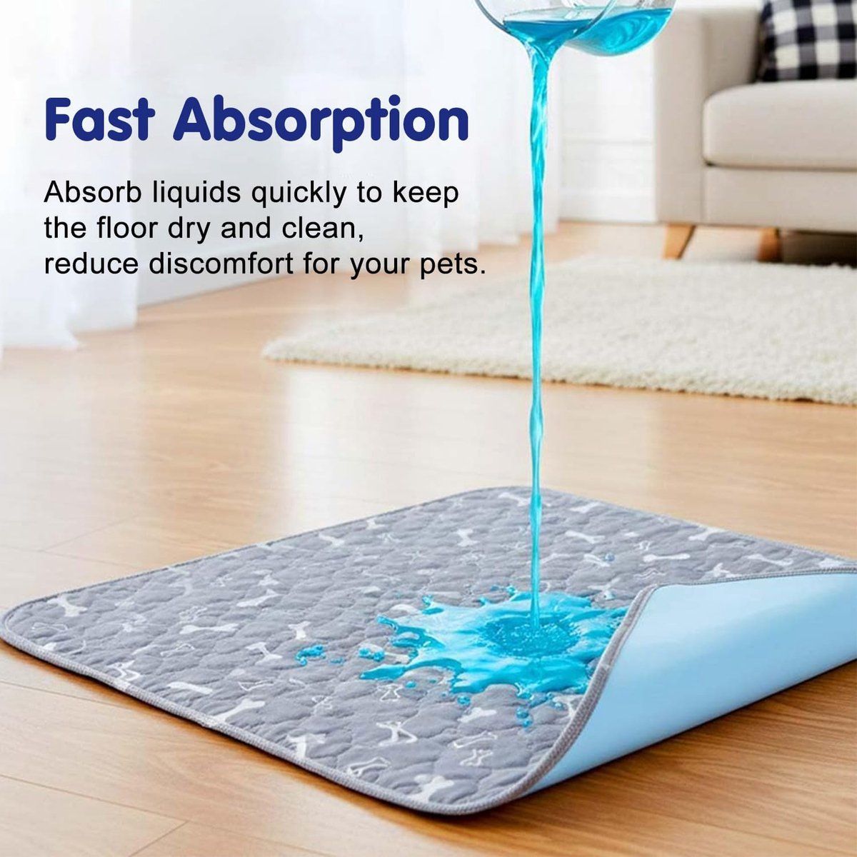 Washable Puppy Training Mat, Reusable Potty Mat for Dogs and Cats, Indoor Potty Training Mat, White, 40x60 cm
