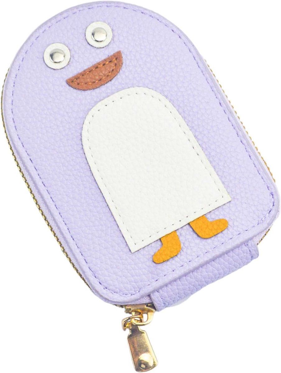 11 Compartments Credit Card Holder Penguin Shape Zippered Wallet Accordion Design Compact Card Organizer Gift Idea for Women, Purple