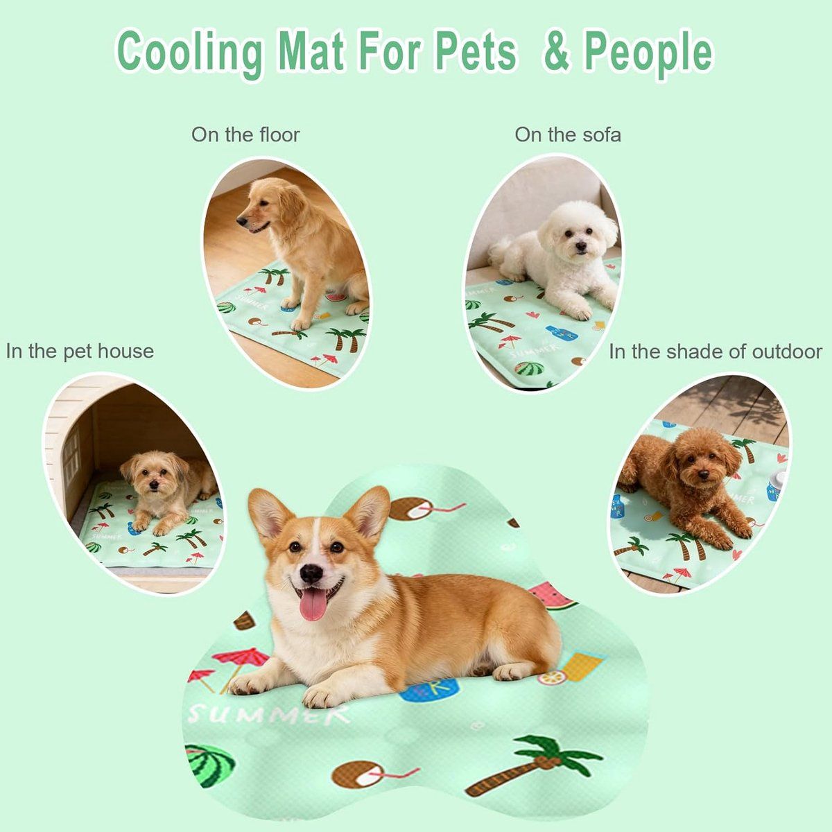 Dog Cooling Mat Self-Cooling Gel Mat for Dogs and Cats Summer Scratch-Resistant Pet Cooling Pad, 50x40cm