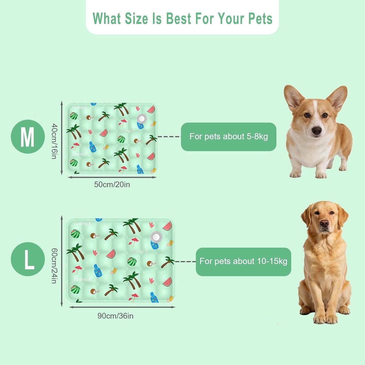 Dog Cooling Mat Self-Cooling Gel Mat for Dogs and Cats Summer Scratch-Resistant Pet Cooling Pad, 50x40cm
