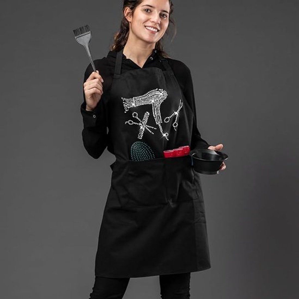Hairdresser Apron - Adjustable Salon Apron with 2 Pockets - Fashionable Apron for Hairdresser and Beauty Salon