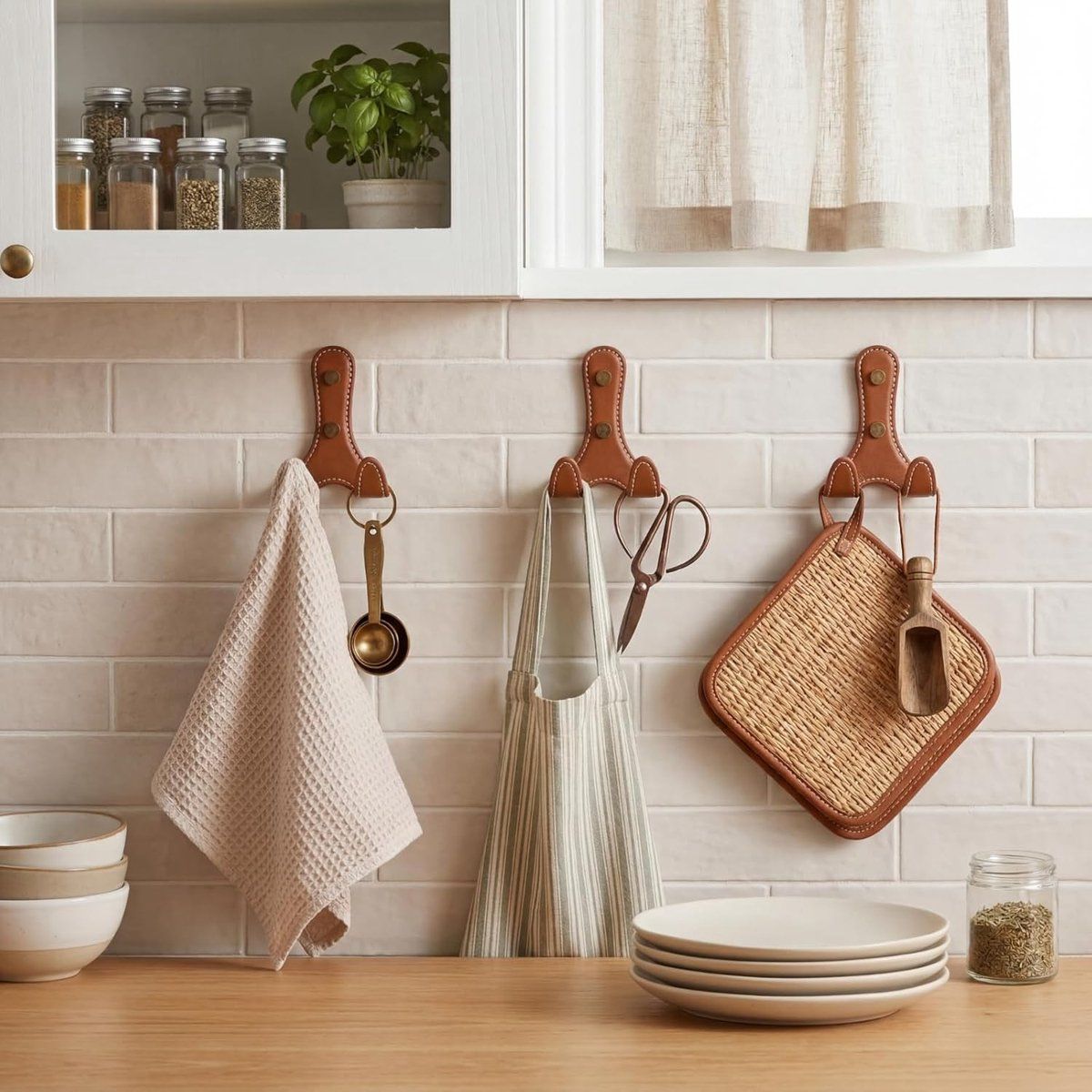 4 PCS Wall Hooks, Coat Hooks for Hanging Coats, Bags and Towels, for Hallway, Bedroom and Bathroom, Brown