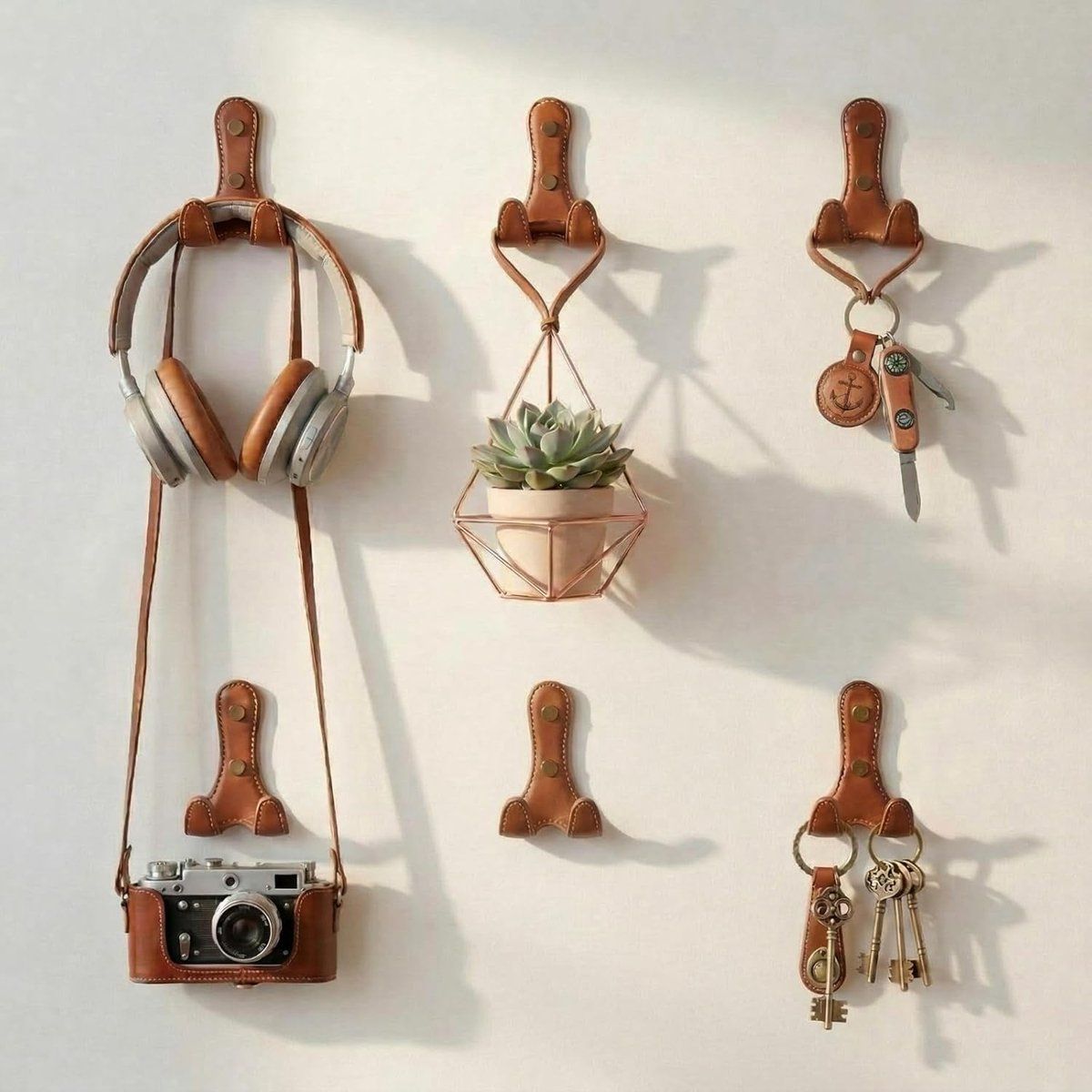 4 PCS Wall Hooks, Coat Hooks for Hanging Coats, Bags and Towels, for Hallway, Bedroom and Bathroom, Brown