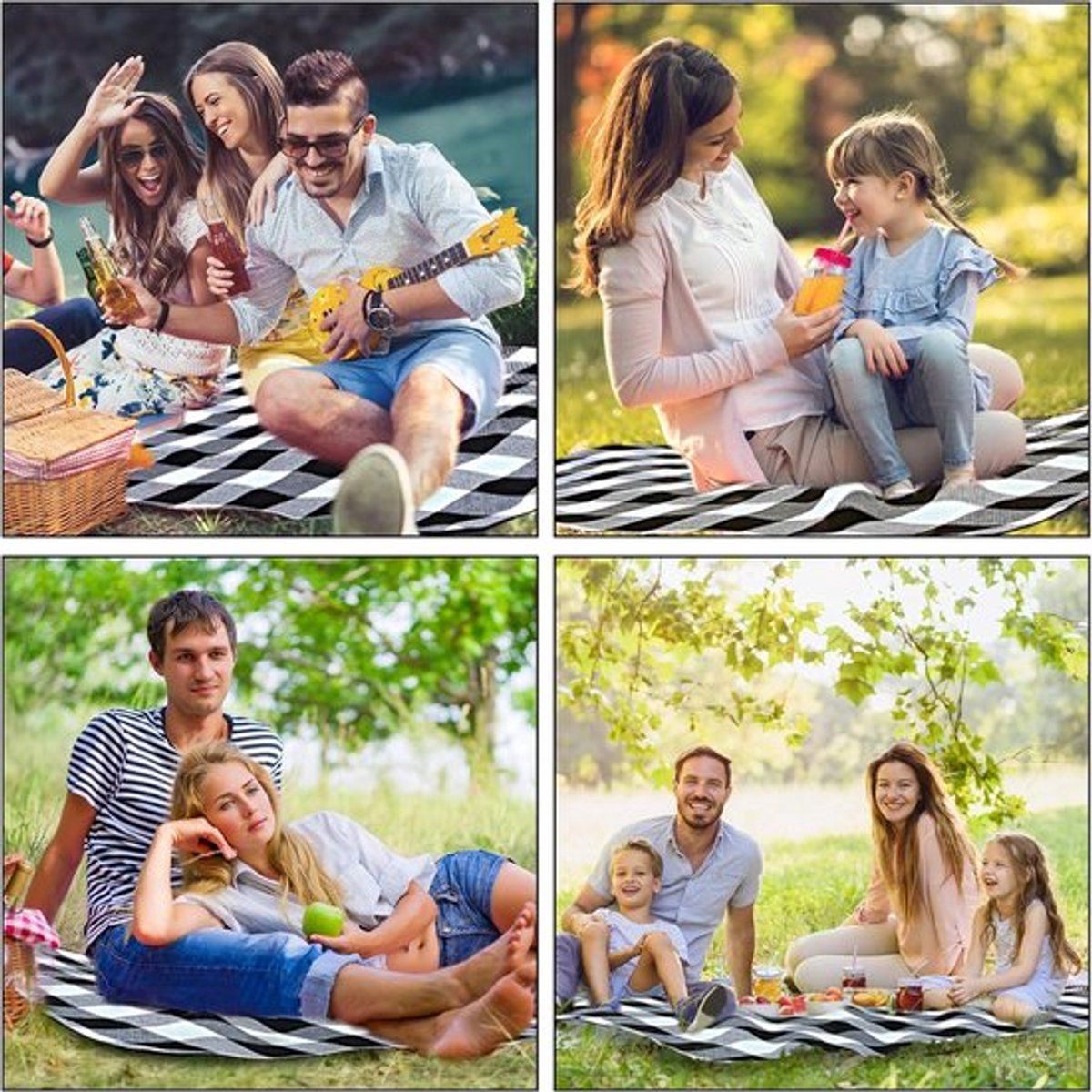 Waterproof Foldable Picnic Blanket, Large Portable Outdoor Blanket for Park Beach Camping, 200x200 cm