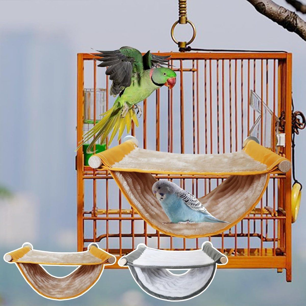 Bird Hammock Nest for Cage, Soft Hanging Sleeping Bed Bird Toy for Parakeet Parrot Canary, Size L, 23x15x2 cm