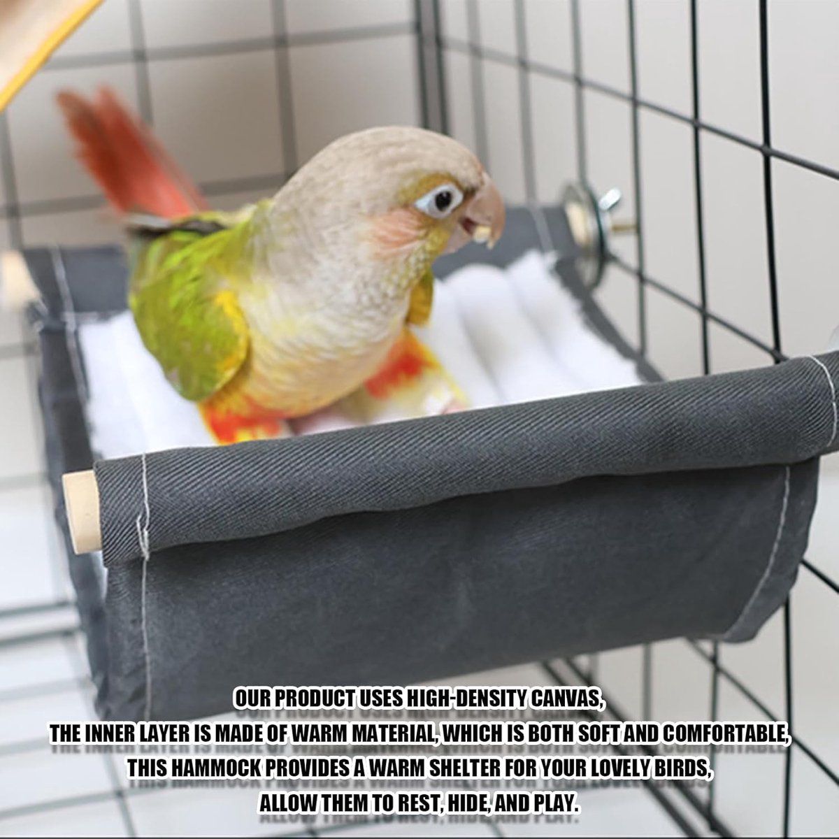 Bird Hammock Nest for Cage, Soft Hanging Sleeping Bed Bird Toy for Parakeet Parrot Canary, Size L, 23x15x2 cm