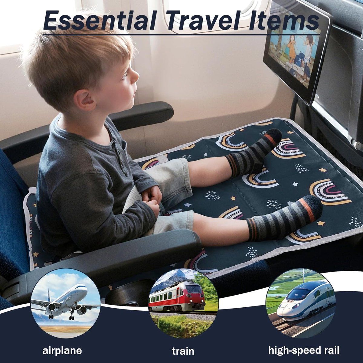 Kids Airplane Bed Portable Baby Flight Footrest Breathable Travel Seat Extender for Toddlers Sleeping, 76x44.5 cm