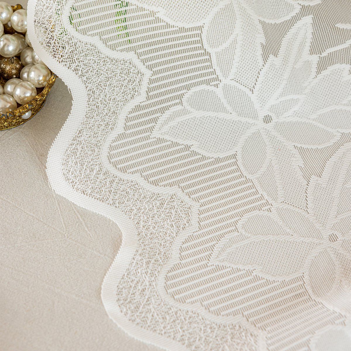 2 Pack Embroidered Lace Tier Curtains, Sheer Voile Valance for Kitchen Living Room Bedroom, White, 140x70cm
