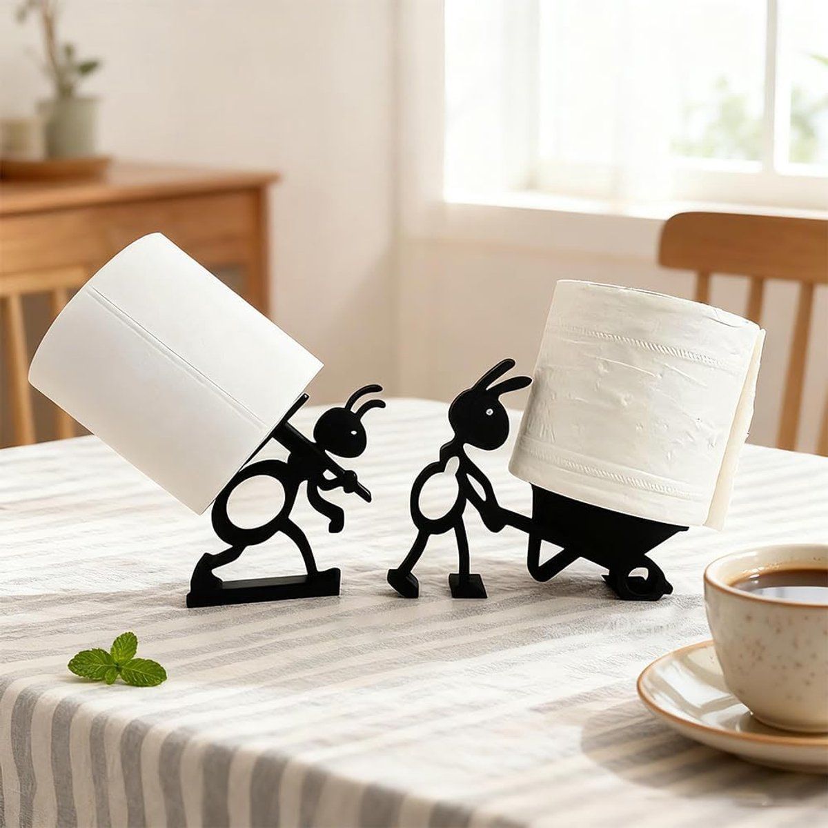 2PCS Ant Shaped Toilet Paper Holder, Standing Toilet Roll Holder, Decorative Bathroom Accessories, Unique Gift for Bathroom and Toilet, Black