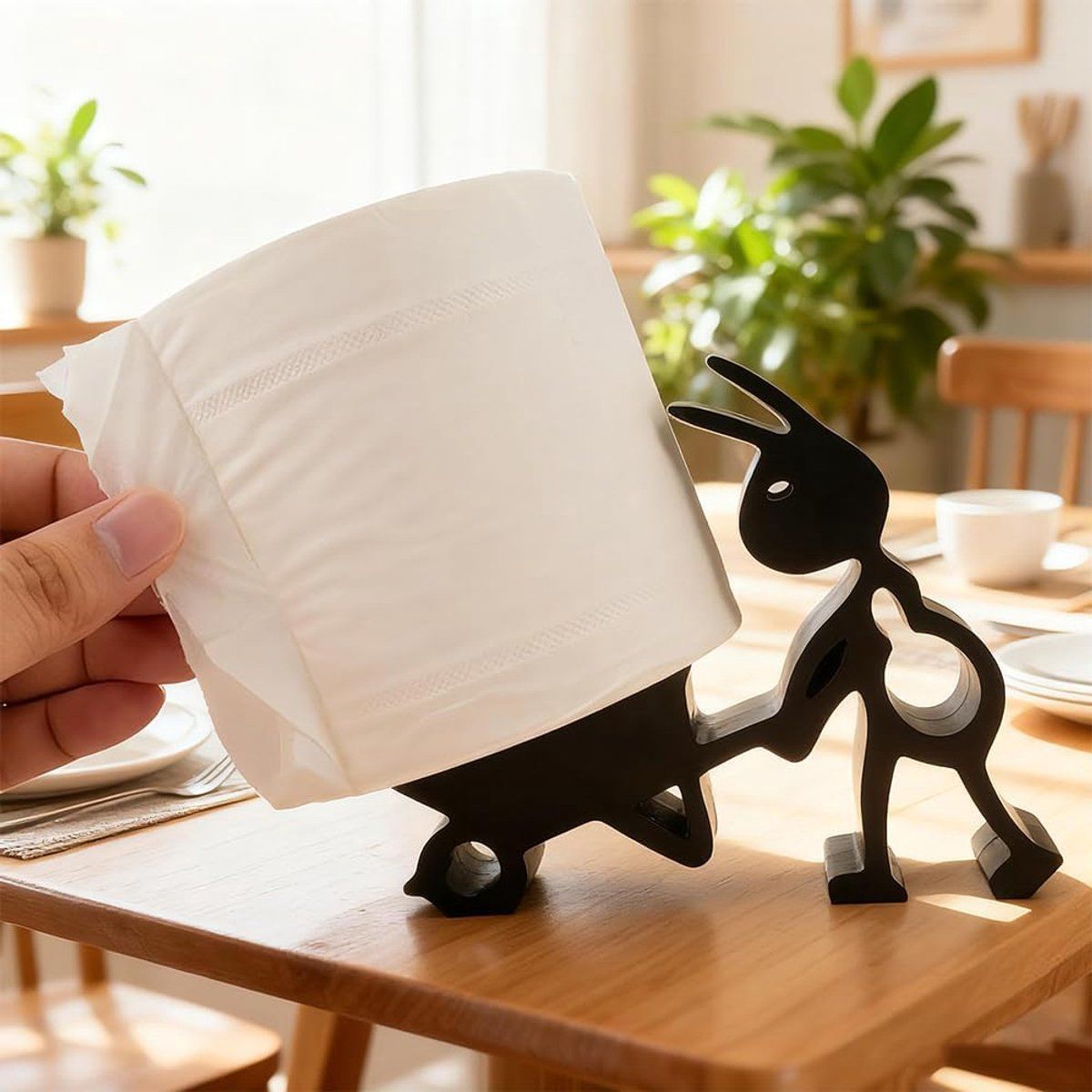 2PCS Ant Shaped Toilet Paper Holder, Standing Toilet Roll Holder, Decorative Bathroom Accessories, Unique Gift for Bathroom and Toilet, Black