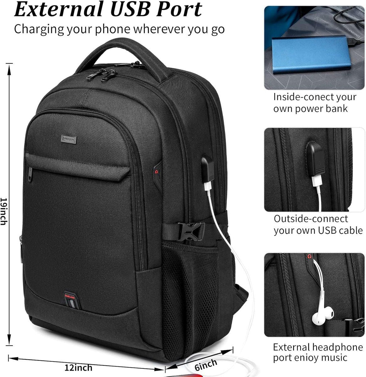 Laptop Backpack for Women and Men, Waterproof Travel Business School Bag with USB Charging Port for Work Vacation Office, Rose Red, 18 Inch