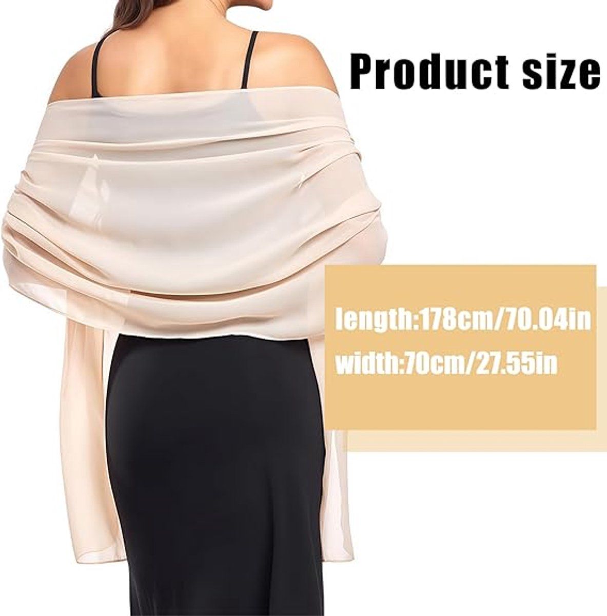 Bridal Chiffon Shawl Soft Evening Wrap Scarves for Women, Beige