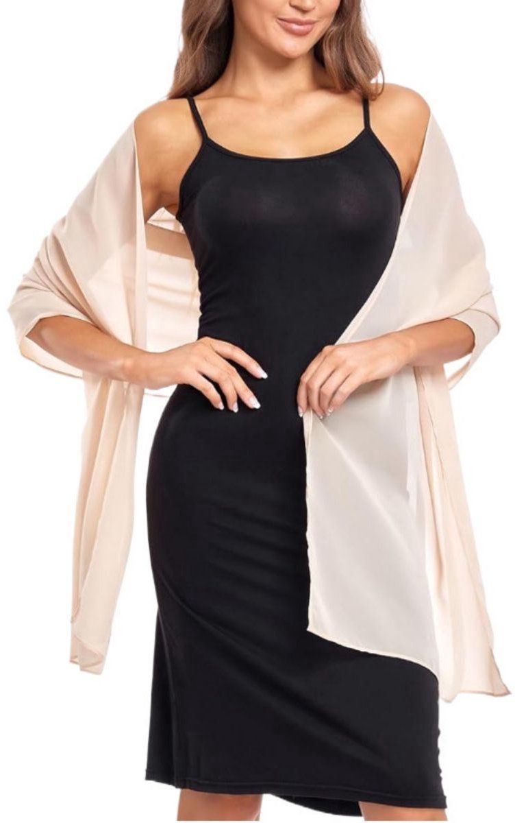 Bridal Chiffon Shawl Soft Evening Wrap Scarves for Women, Beige