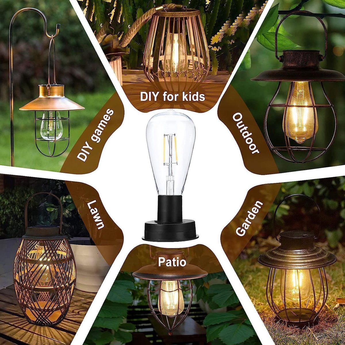 1 Pack Solar Lantern Replacement Head, Waterproof LED Solar Light Lid for Outdoor Garden Decor, 7 cm, Black