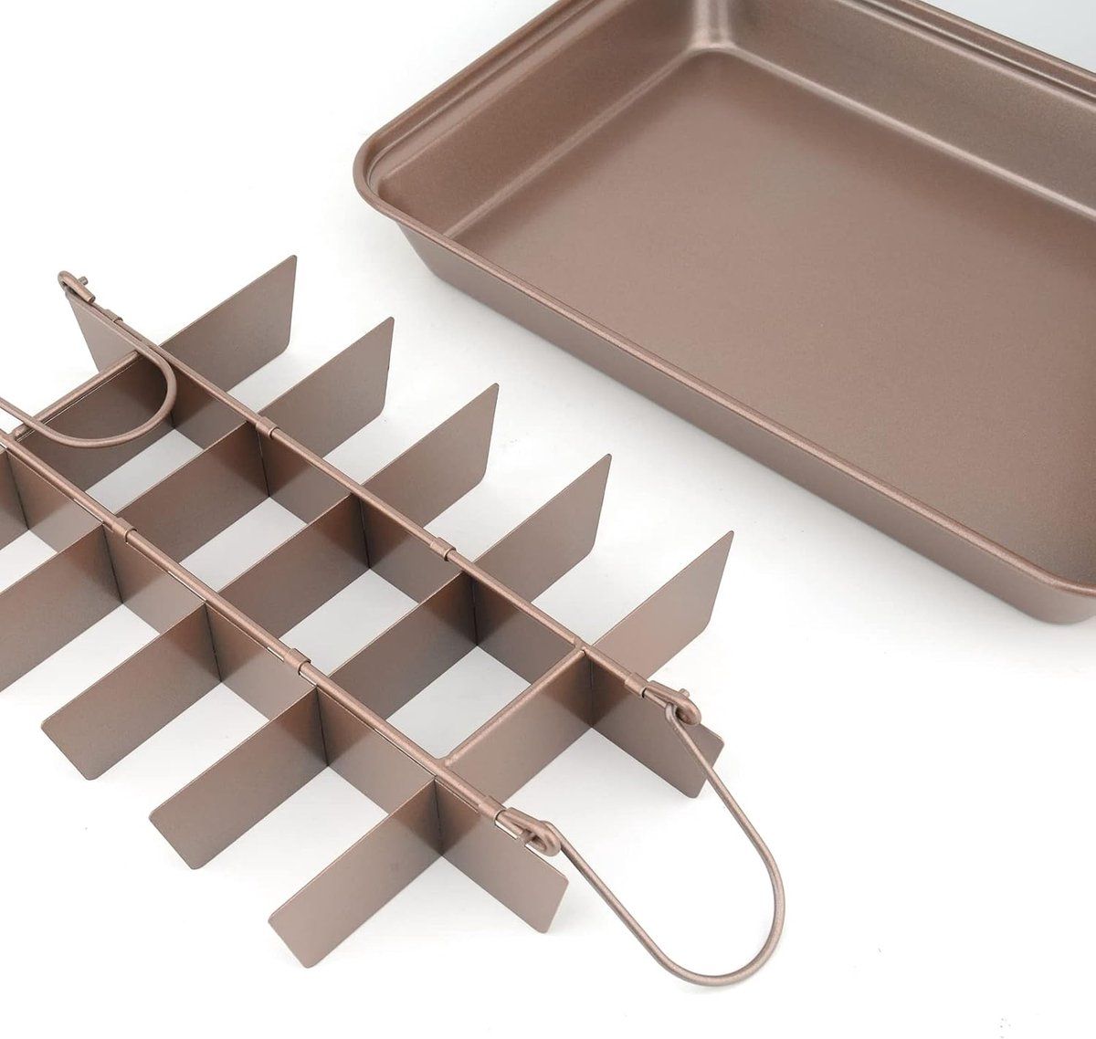 Nonstick Brownie Baking Pan with Divider, Metal Cake Pan for Brownies Muffins Cupcakes, Easy Release Pre-Cut Divider Tray, 31x20x3.8cm