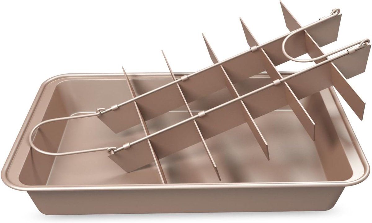 Nonstick Brownie Baking Pan with Divider, Metal Cake Pan for Brownies Muffins Cupcakes, Easy Release Pre-Cut Divider Tray, 31x20x3.8cm