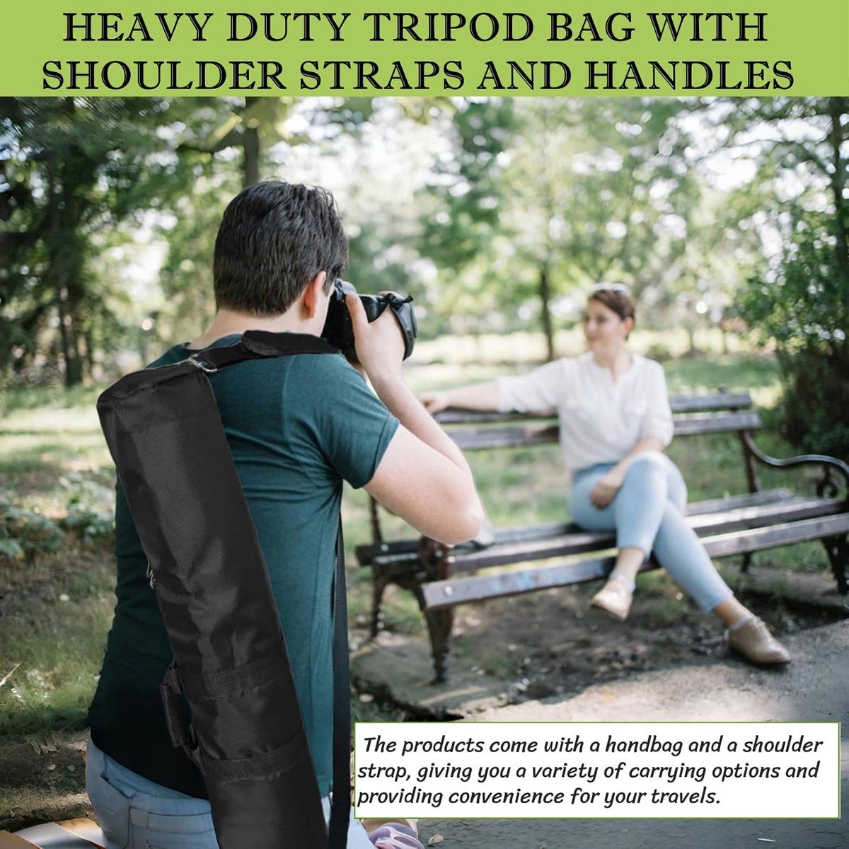 Padded Tripod Carry Bag with Shoulder Strap for Light Stands, Monopods, Softboxes and Photography Accessories, 100 x 13 cm, Black
