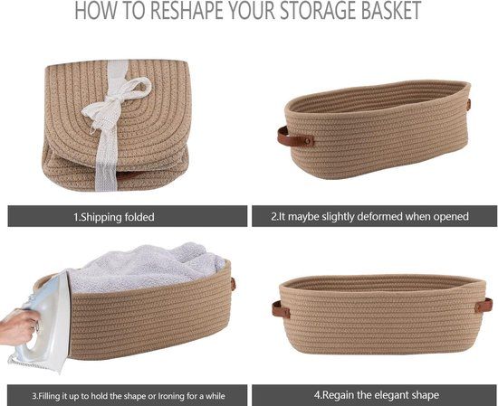 Woven Storage Basket Boho Decorative Basket for Organizing Toilet Paper Basket for Bathroom Countertop Shelf Basket with Handle Khaki
