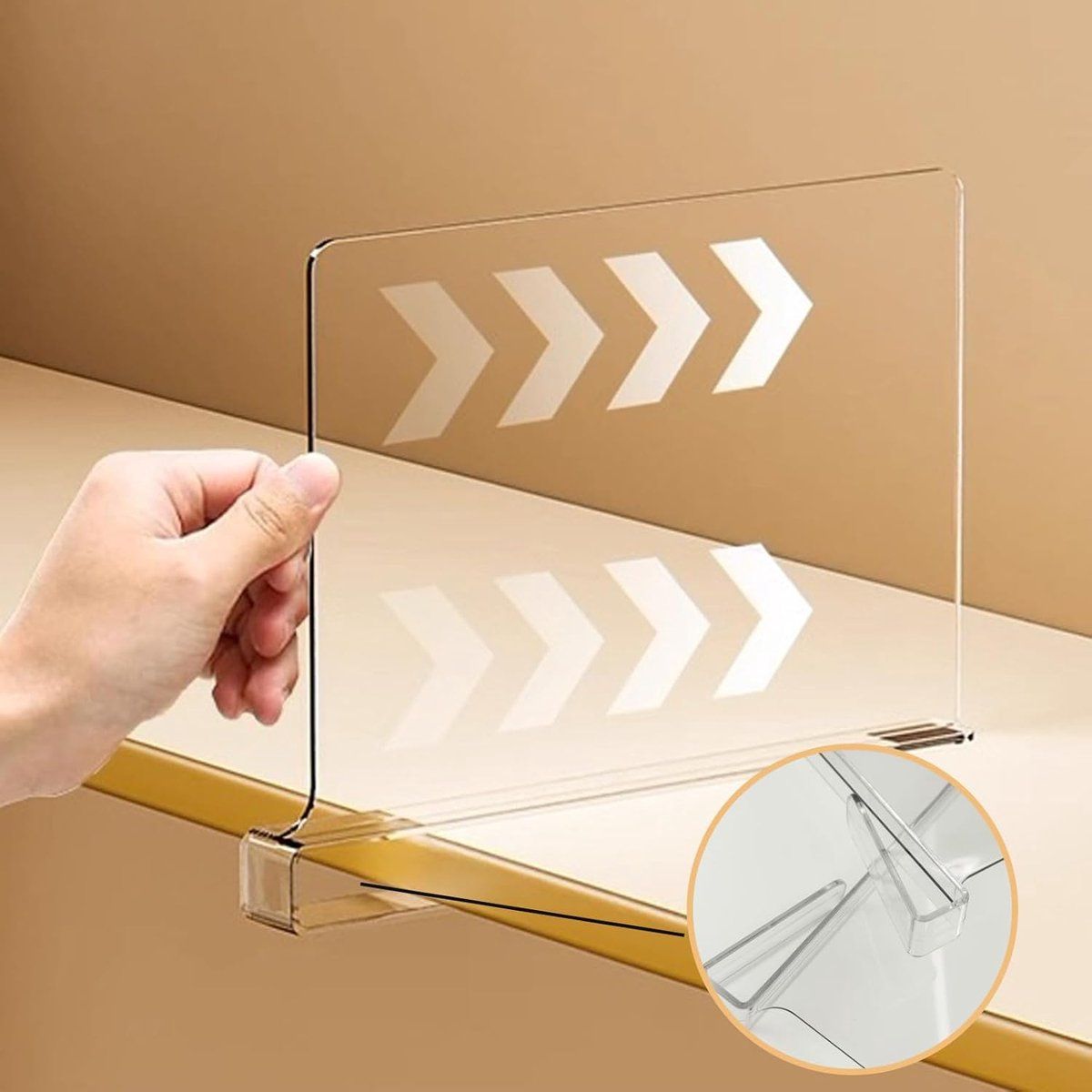 4 Pack Acrylic Shelf Dividers, Clear Closet Organizer for Clothes Sweaters Handbags Towels on Wooden Shelves, Transparent, 28x20x3cm