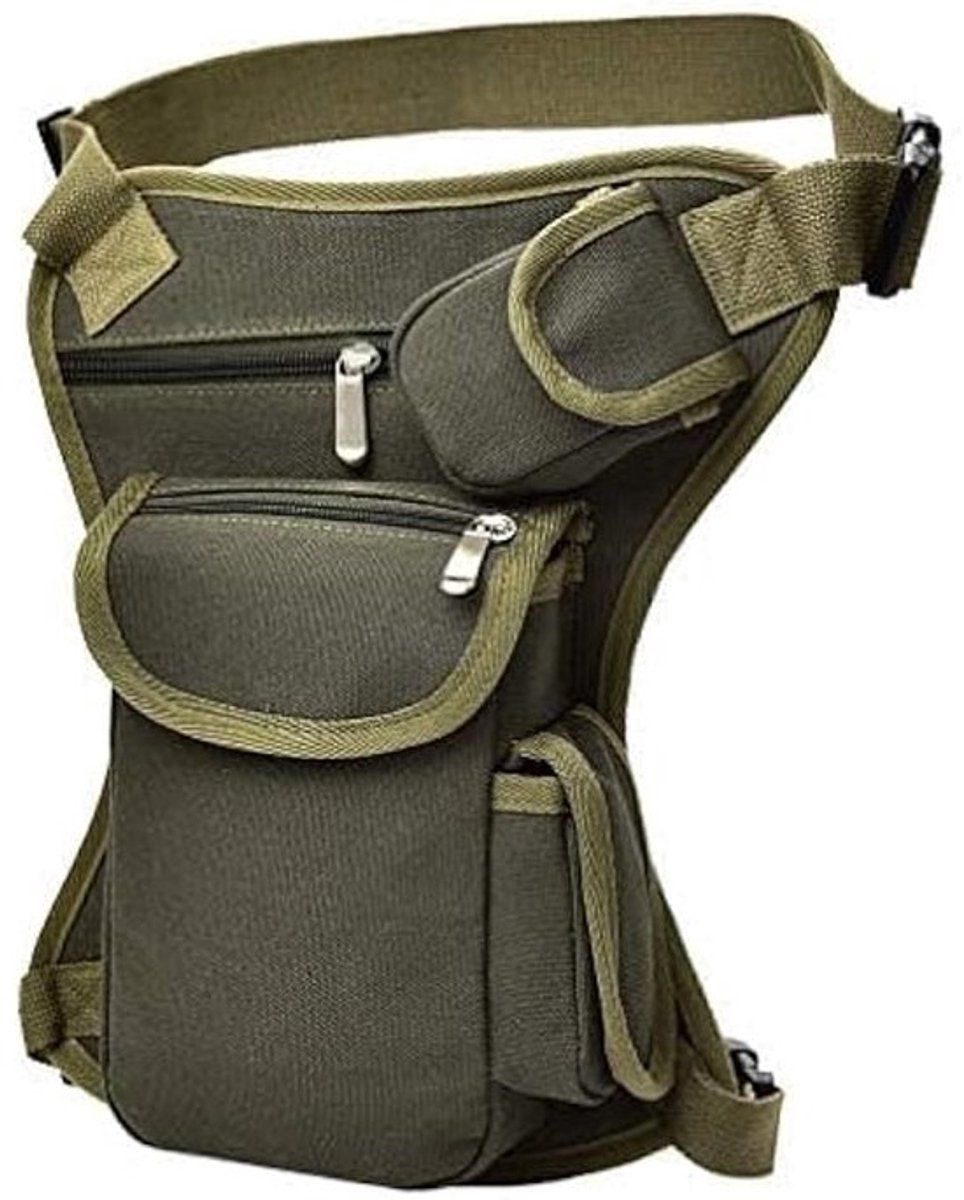 Tactical Drop Leg Bag, Canvas Waist Bag with Multiple Pockets, Adjustable Leg Pouch for Motorcycle Cycling Hiking Travel Festival, Khaki