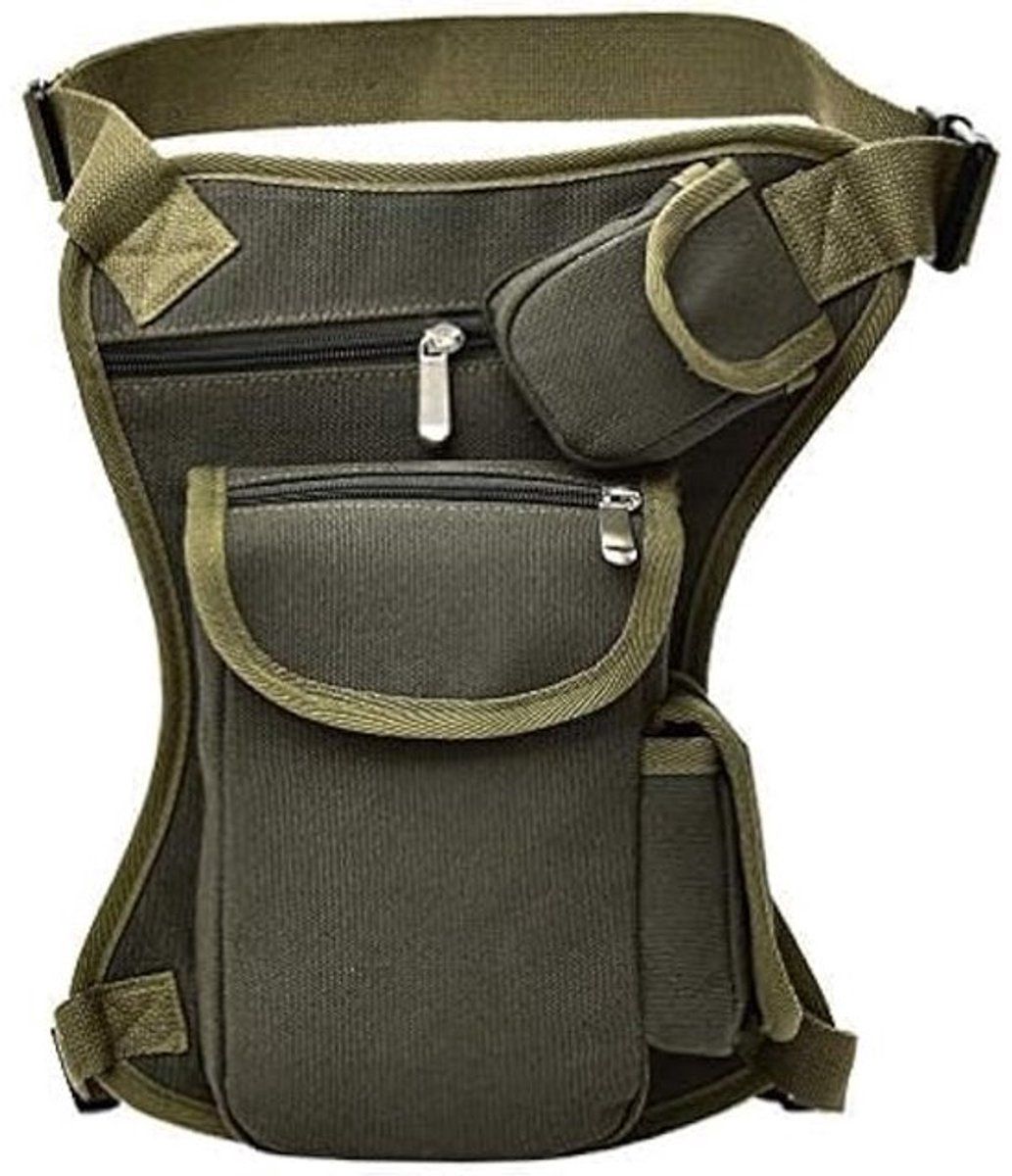 Tactical Drop Leg Bag, Canvas Waist Bag with Multiple Pockets, Adjustable Leg Pouch for Motorcycle Cycling Hiking Travel Festival, Khaki