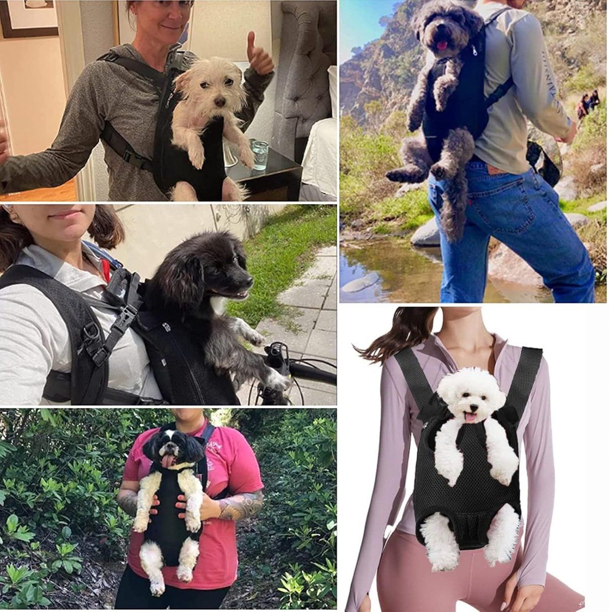 Pet Backpack Carrier, Adjustable Foldable Dog Backpack with Zipper Mesh Ventilation for Small Medium Dogs and Cats, S