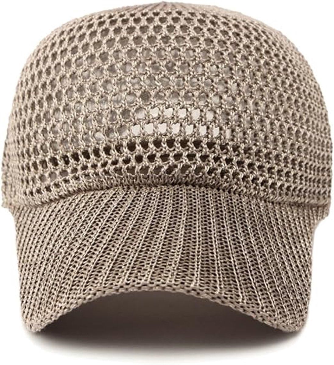 Women's Baseball Cap Breathable Knit Mesh Summer Hat with Adjustable Brim for Travel Outdoor, Khaki