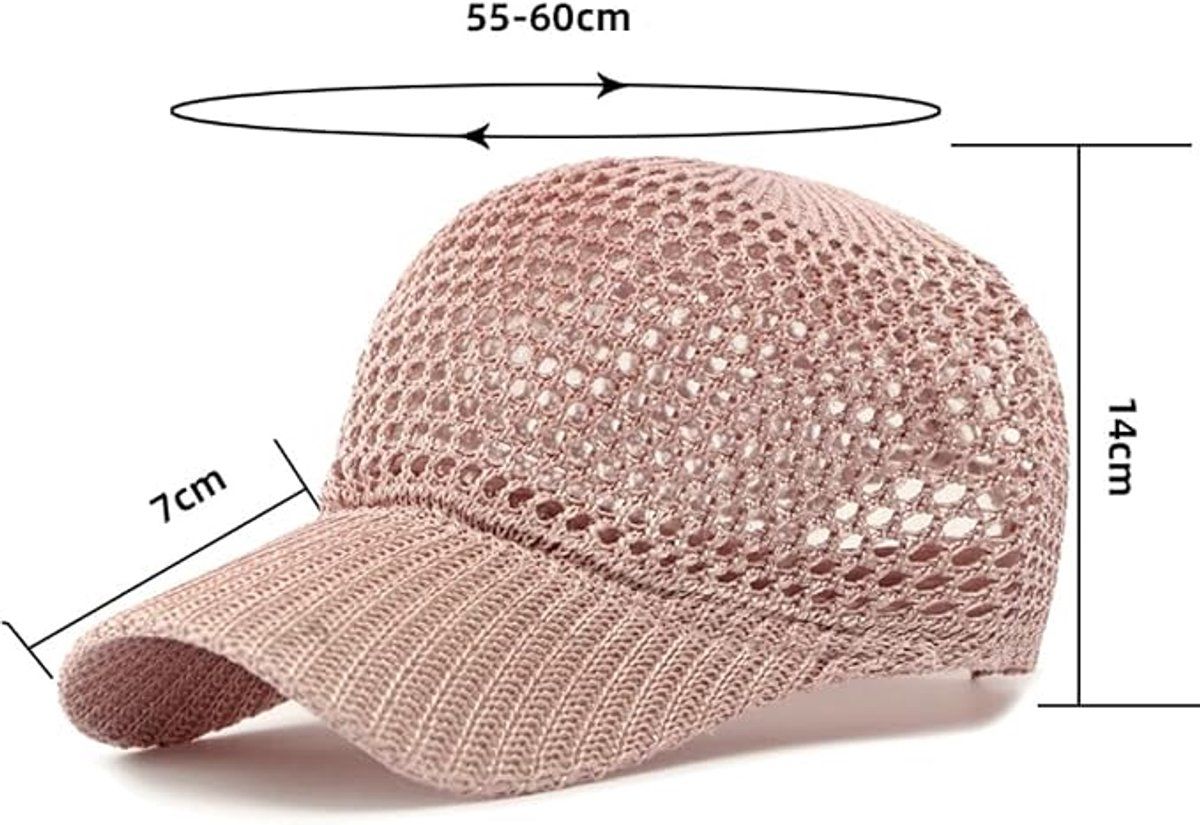 Women's Baseball Cap Breathable Knit Mesh Summer Hat with Adjustable Brim for Travel Outdoor, Khaki