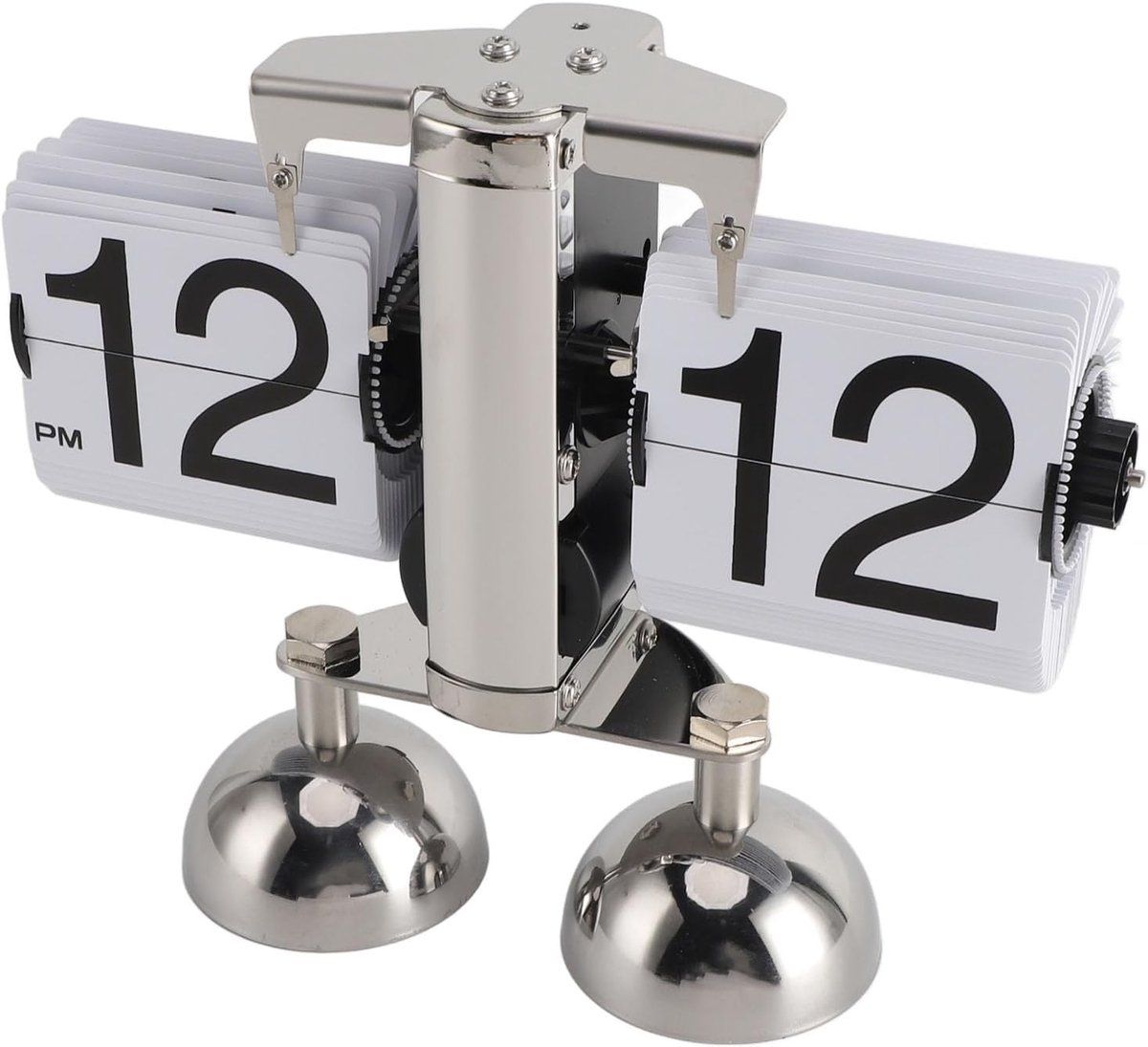 Retro Flip Clock, Automatic Mechanical Flip Desk Clock with Stainless Steel Frame for Living Room, Study, Office