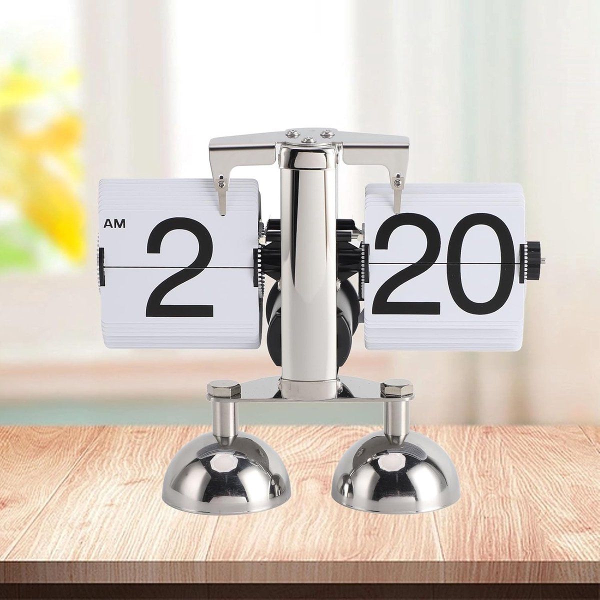 Retro Flip Clock, Automatic Mechanical Flip Desk Clock with Stainless Steel Frame for Living Room, Study, Office