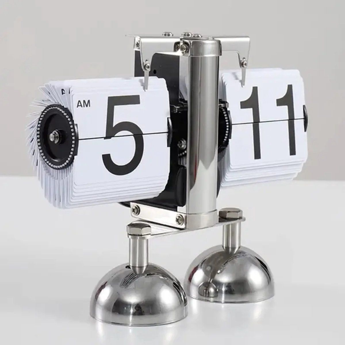 Retro Flip Clock, Automatic Mechanical Flip Desk Clock with Stainless Steel Frame for Living Room, Study, Office