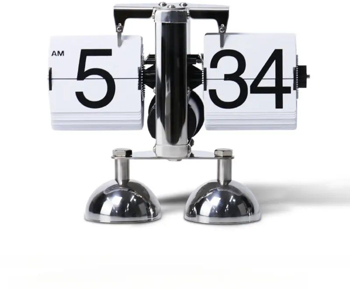 Retro Flip Clock, Automatic Mechanical Flip Desk Clock with Stainless Steel Frame for Living Room, Study, Office