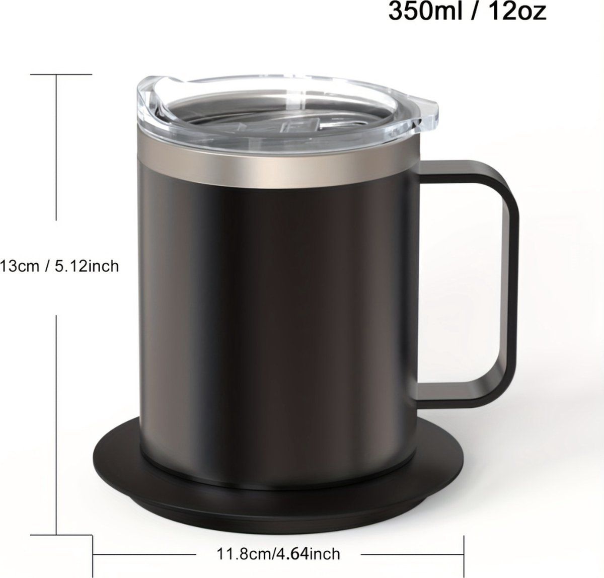 USB Heated Coffee Mug Warmer with Handle, Stainless Steel Coffee Cup with Lid for Milk, Tea and Hot Chocolate
