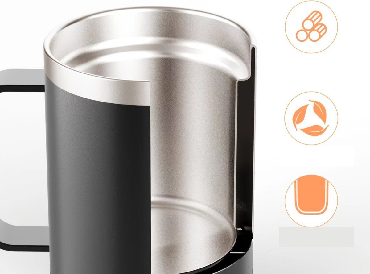 USB Heated Coffee Mug Warmer with Handle, Stainless Steel Coffee Cup with Lid for Milk, Tea and Hot Chocolate