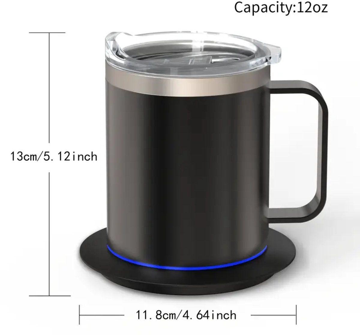 USB Heated Coffee Mug Warmer with Handle, Stainless Steel Coffee Cup with Lid for Milk, Tea and Hot Chocolate