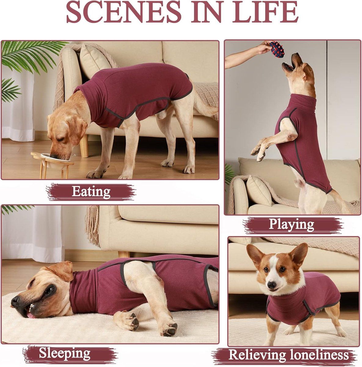 Dog Fleece Vest Turtleneck Sweatshirt Warm Lightweight Pullover Puppy Clothes for Indoor Outdoor Use, Red, Size L