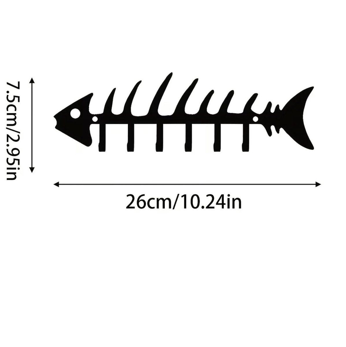 Metal Fish Bone Key Holder Wall Mounted Decorative Hook for Keys and Coats, Sturdy Wall Rack for Entryway Kitchen Living Room and Home Wall Decoration