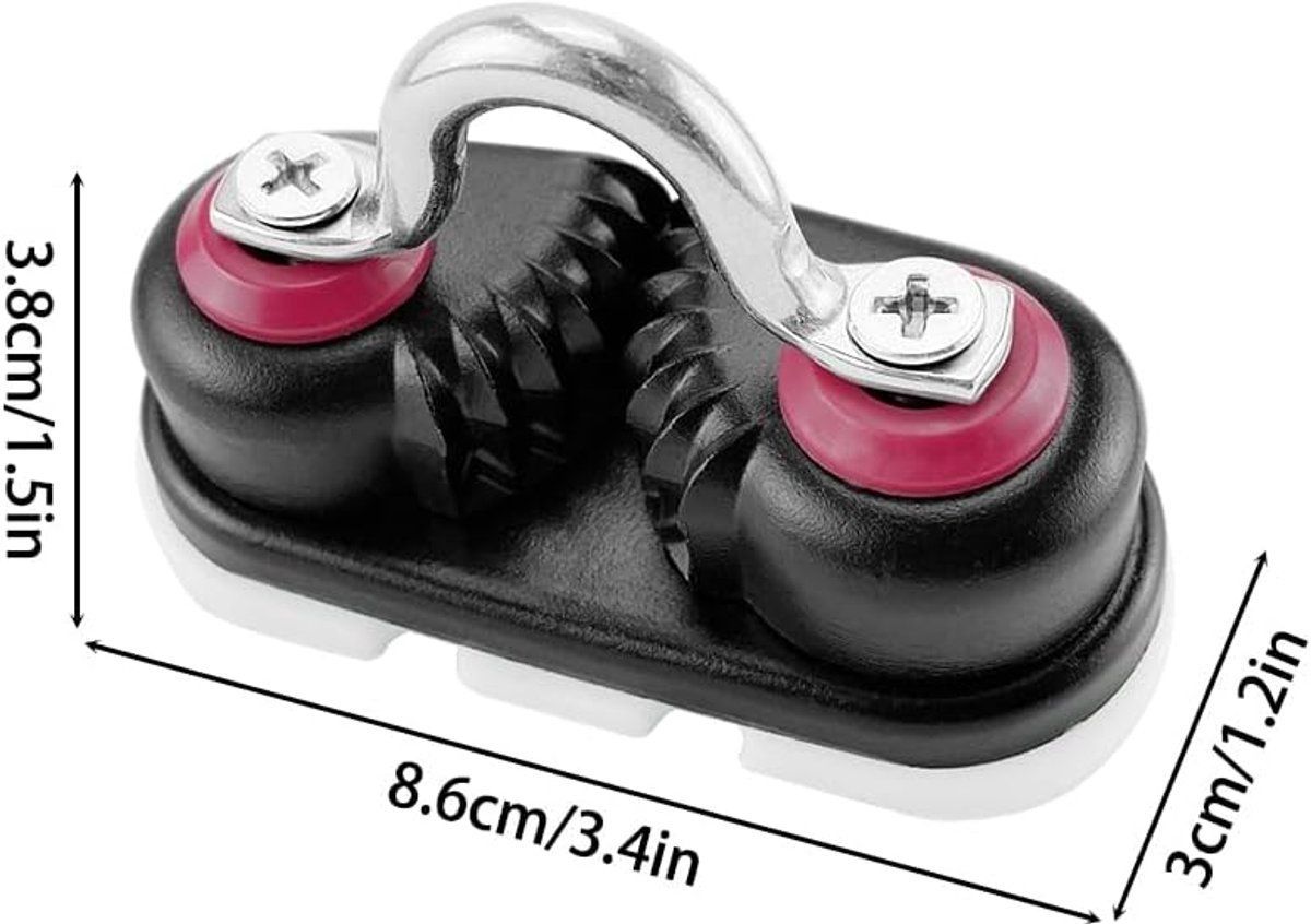 Cam Cleat Set of 2, Aluminium Rope Cleat for Sailboat Kayak Canoe, Water Sports Accessory, Max 15mm Line, Black