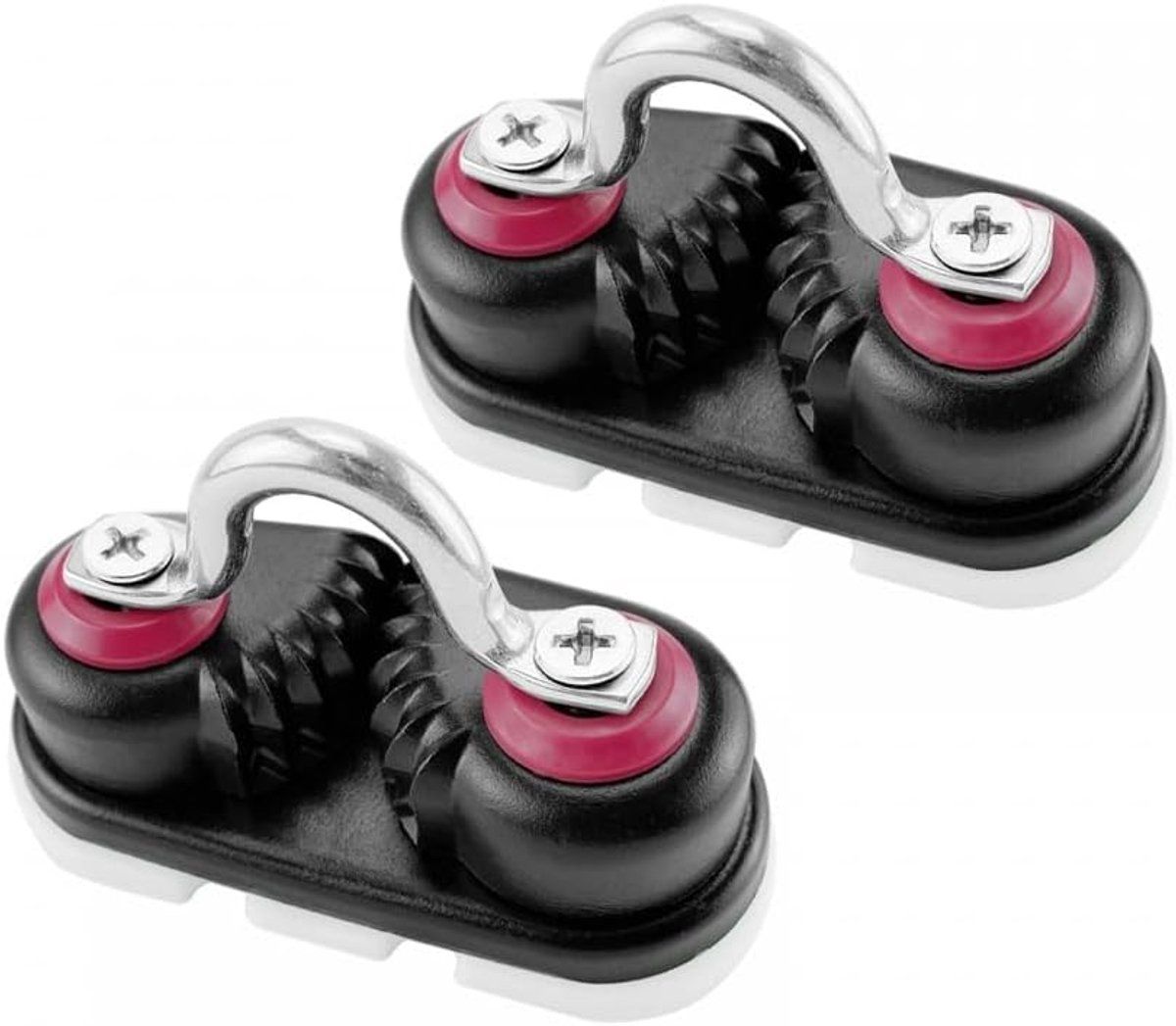 Cam Cleat Set of 2, Aluminium Rope Cleat for Sailboat Kayak Canoe, Water Sports Accessory, Max 15mm Line, Black