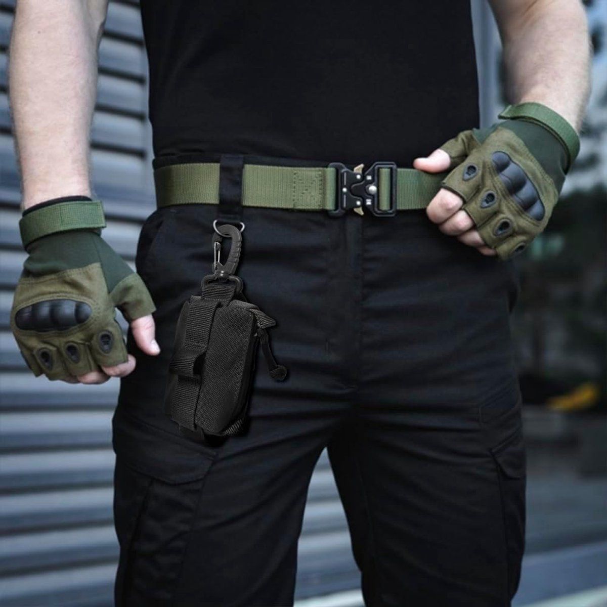 Tactical Key Wallet Compact Multifunctional Mini Wallet with Keychain for Outdoor Travel Unisex Army Green, 4.5cm/1.8in x 9cm/3.5in