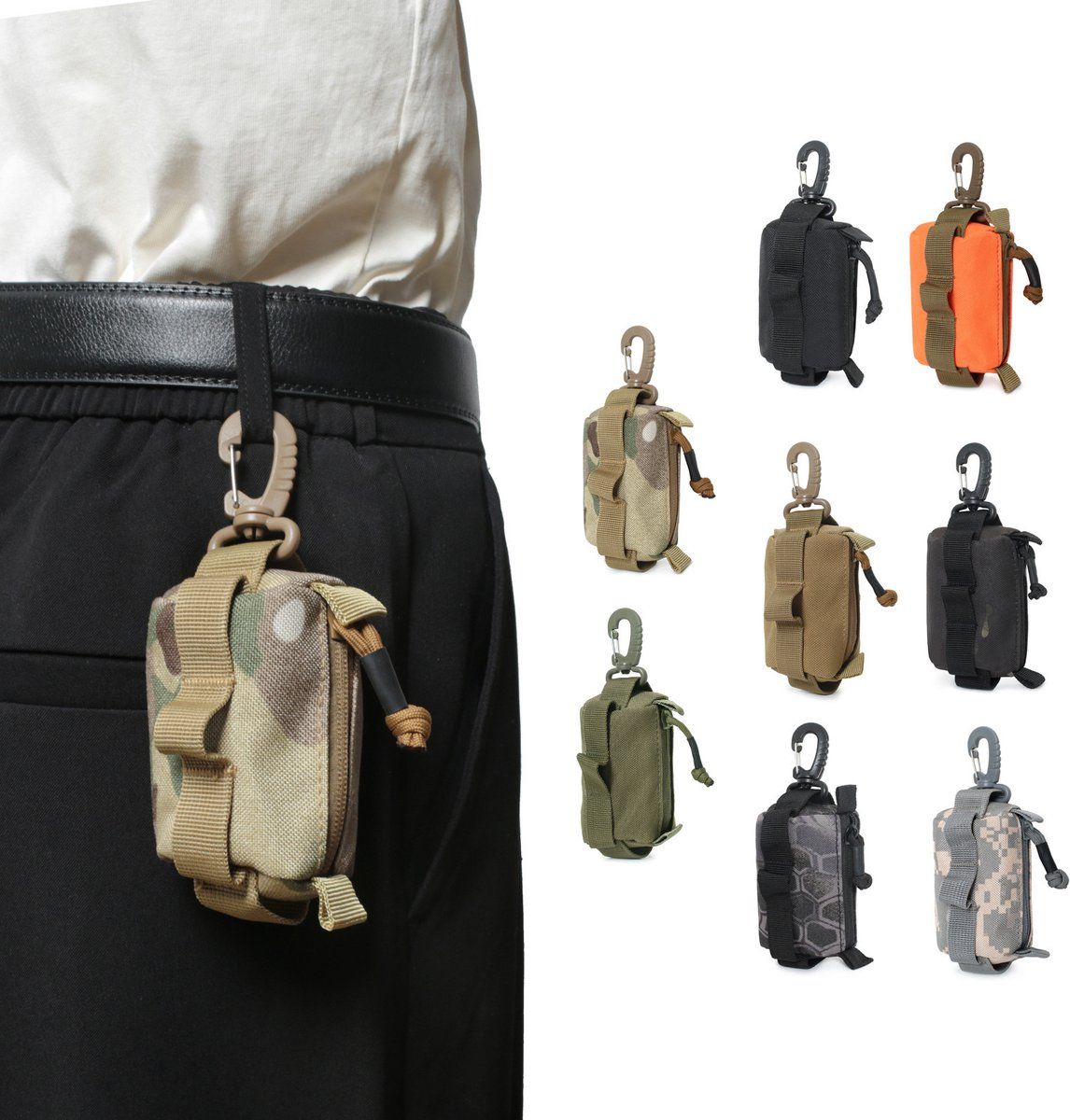Tactical Key Wallet Compact Multifunctional Mini Wallet with Keychain for Outdoor Travel Unisex Army Green, 4.5cm/1.8in x 9cm/3.5in