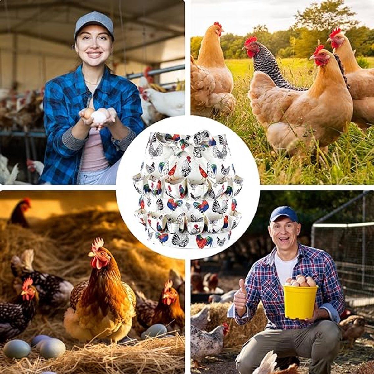 Egg Collecting Apron with 12 Pockets for Chicken Duck Goose Eggs, Egg Holder Apron for Homesteaders and Farmers