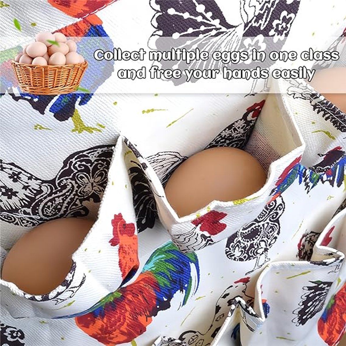 Egg Collecting Apron with 12 Pockets for Chicken Duck Goose Eggs, Egg Holder Apron for Homesteaders and Farmers
