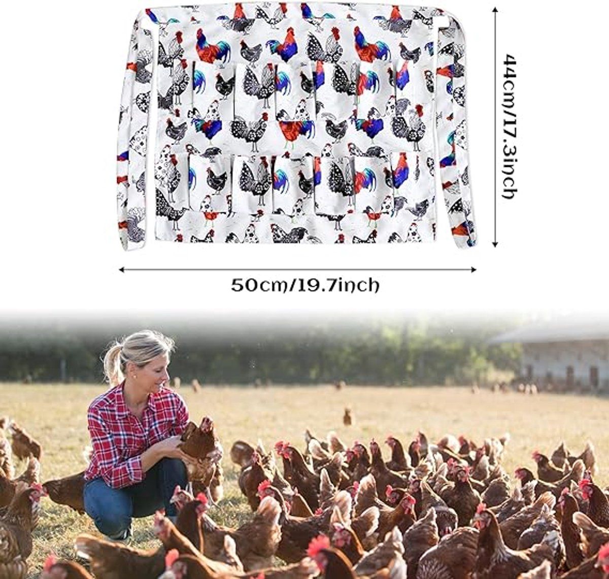 Egg Collecting Apron with 12 Pockets for Chicken Duck Goose Eggs, Egg Holder Apron for Homesteaders and Farmers